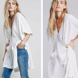 Free People Oversized Gauze Swim Cover Up with Rope Belts White Women's XS/S